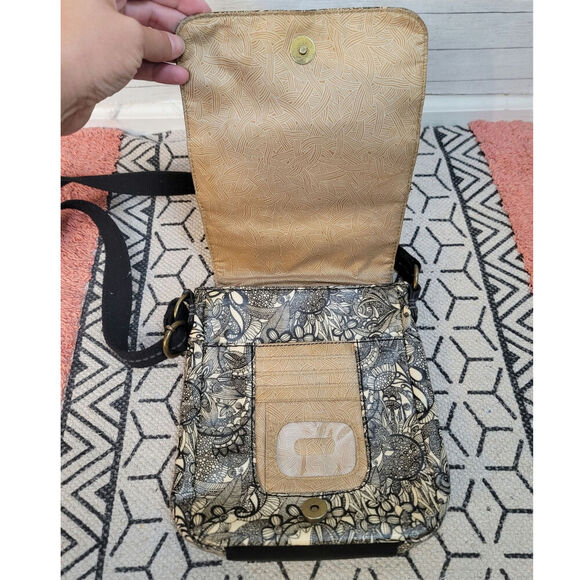 Sakroots Crossbody Black Spirit Lace Canvas Coated Bag Purse - Picture 5 of 13